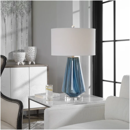 Uttermost Pescara Teal-Gray Glass Lamp