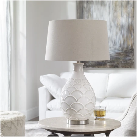 Uttermost Camellia Glossed White Table Lamp