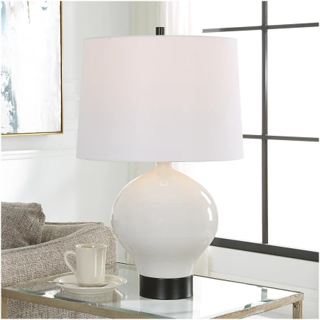 Uttermost Collar Gloss White Table Lamp