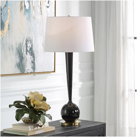 Uttermost Brielle Polished Black Table Lamp