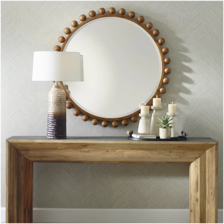 Uttermost Cyra Wood Beaded Round Mirror