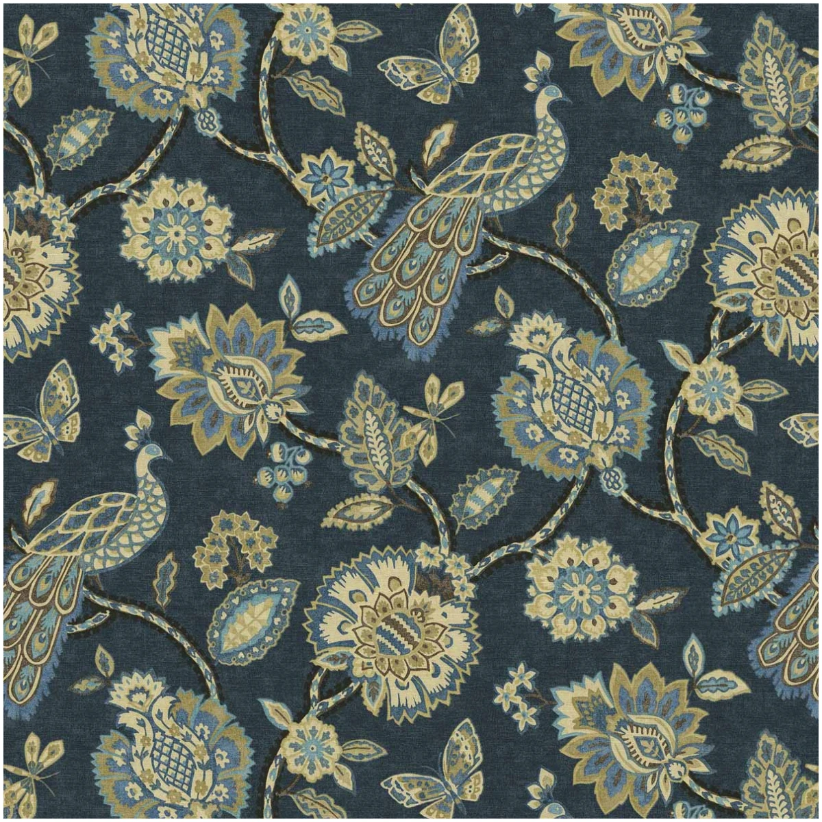 Hybird/Navy - Prints Fabric Suitable For Drapery