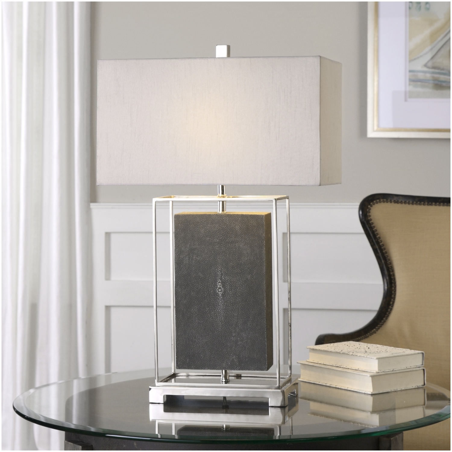 Uttermost Sakana Gray Textured Table Lamp