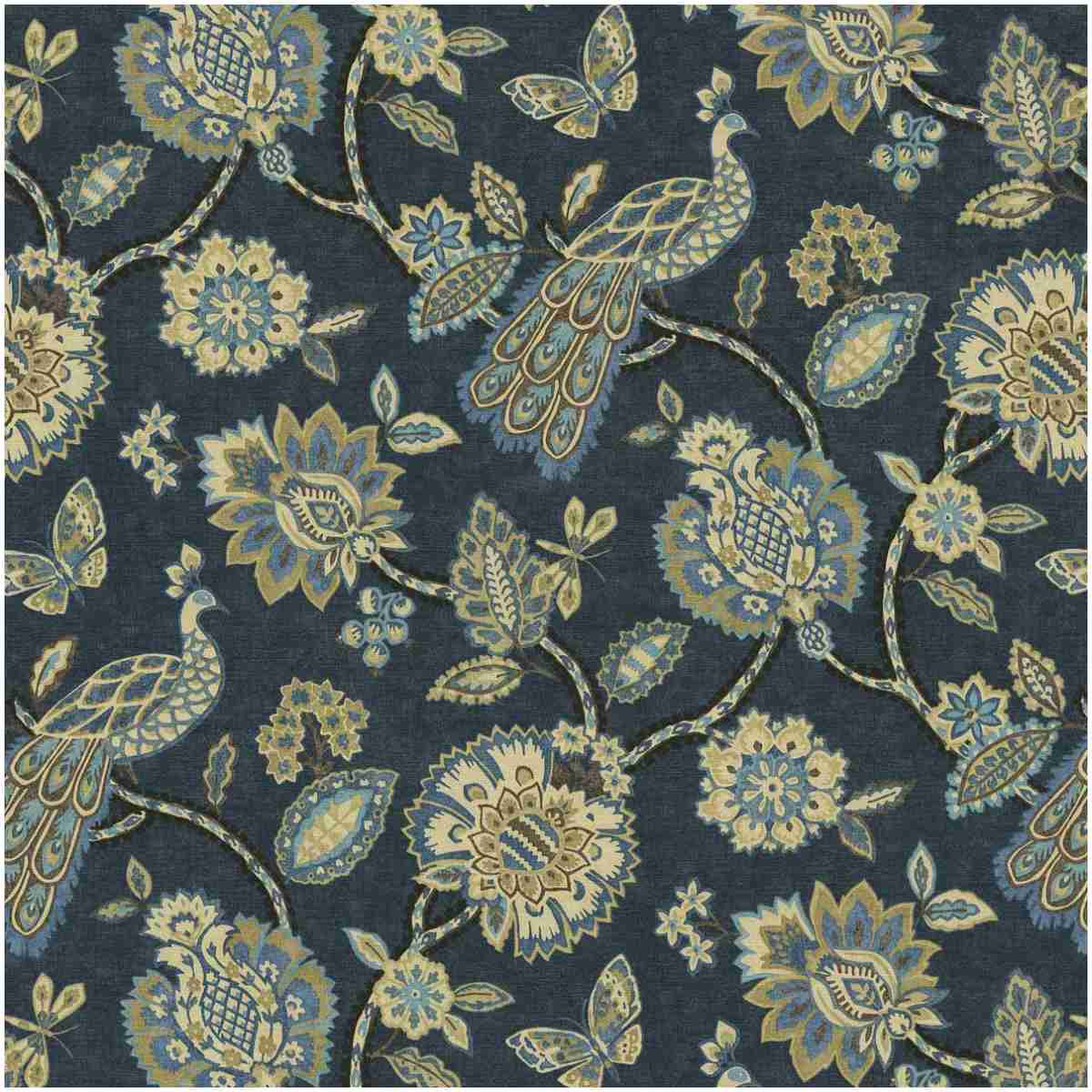 Hybird/Navy - Prints Fabric Suitable For Drapery