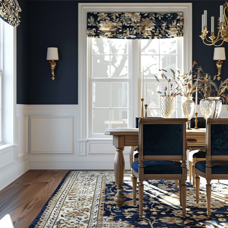 Build-a-Room Series True Blue Dining Room Dallas Tx Designer Fabric