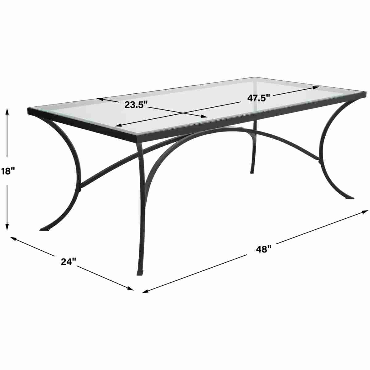 Alayna Black Metal & Glass Coffee Table