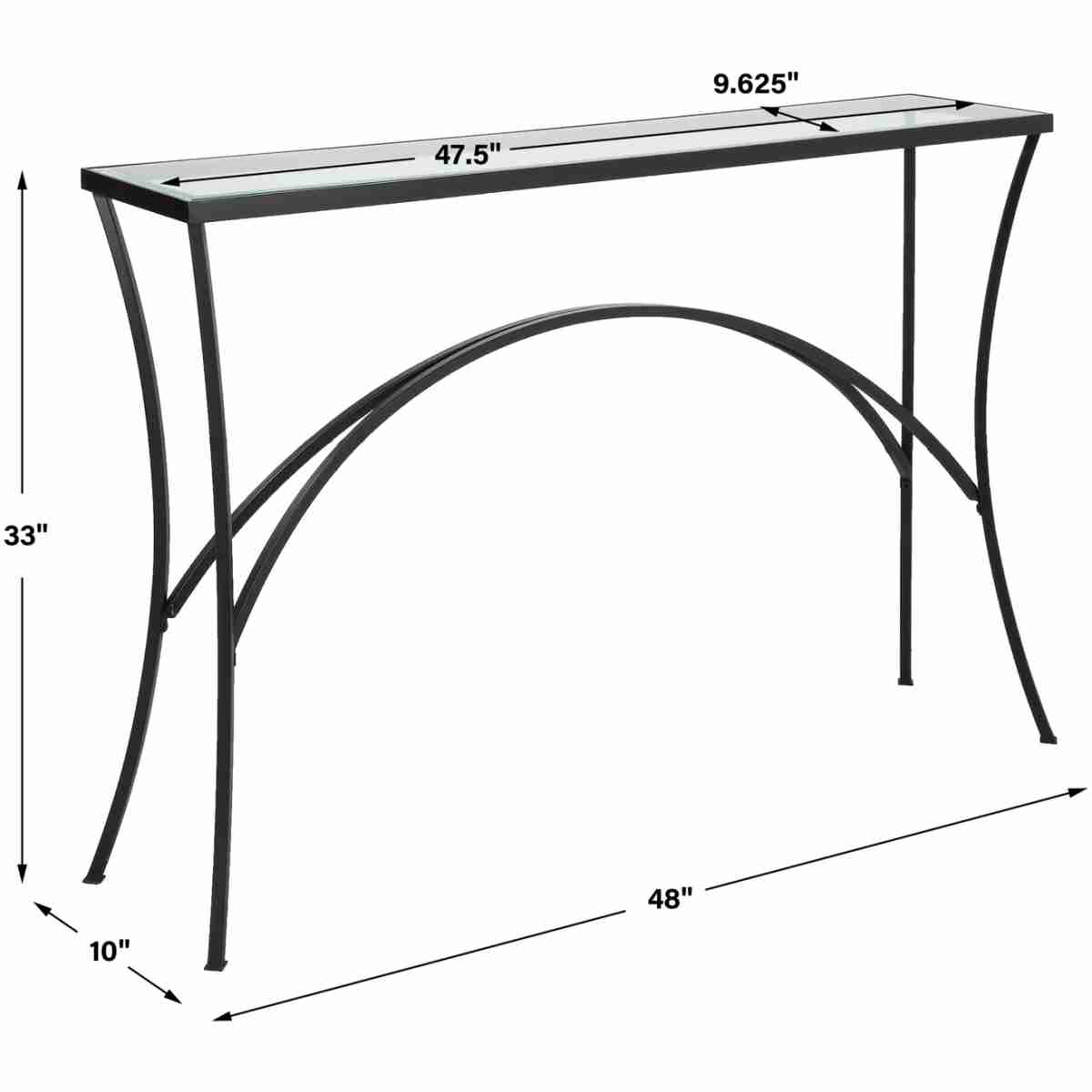 Alayna Black Metal & Glass Console Table