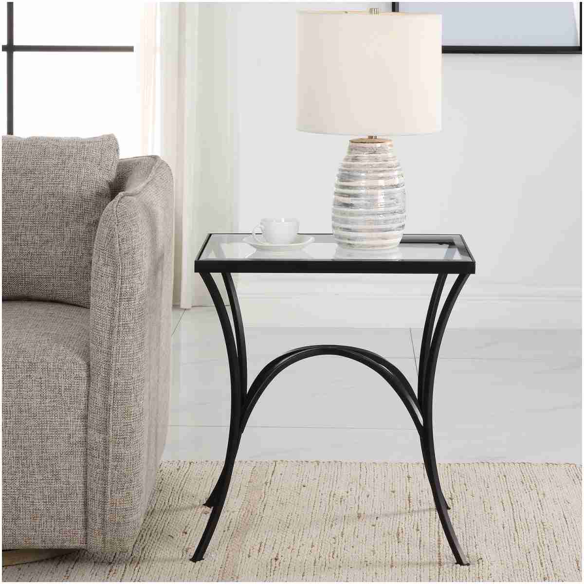 Uttermost Alayna Black Metal & Glass End Table