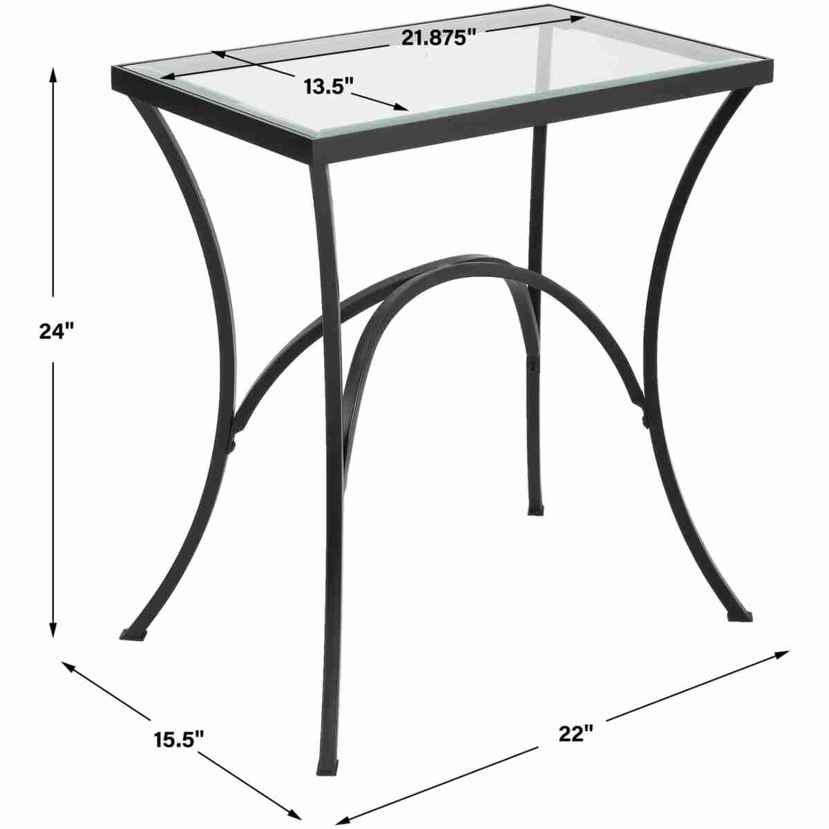 Alayna Black Metal & Glass End Table