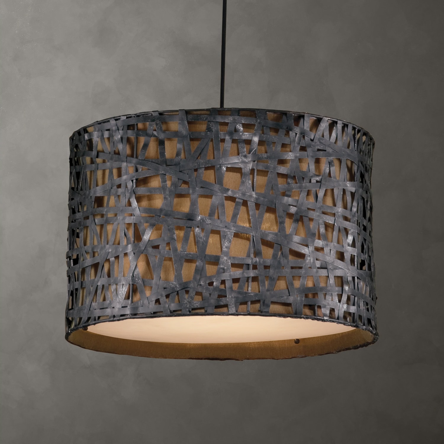 Alita Aged Black Drum Pendant - Lighting Fixtures - Drum Pendants