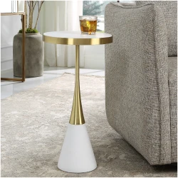 Uttermost Apex White Concrete Accent Table