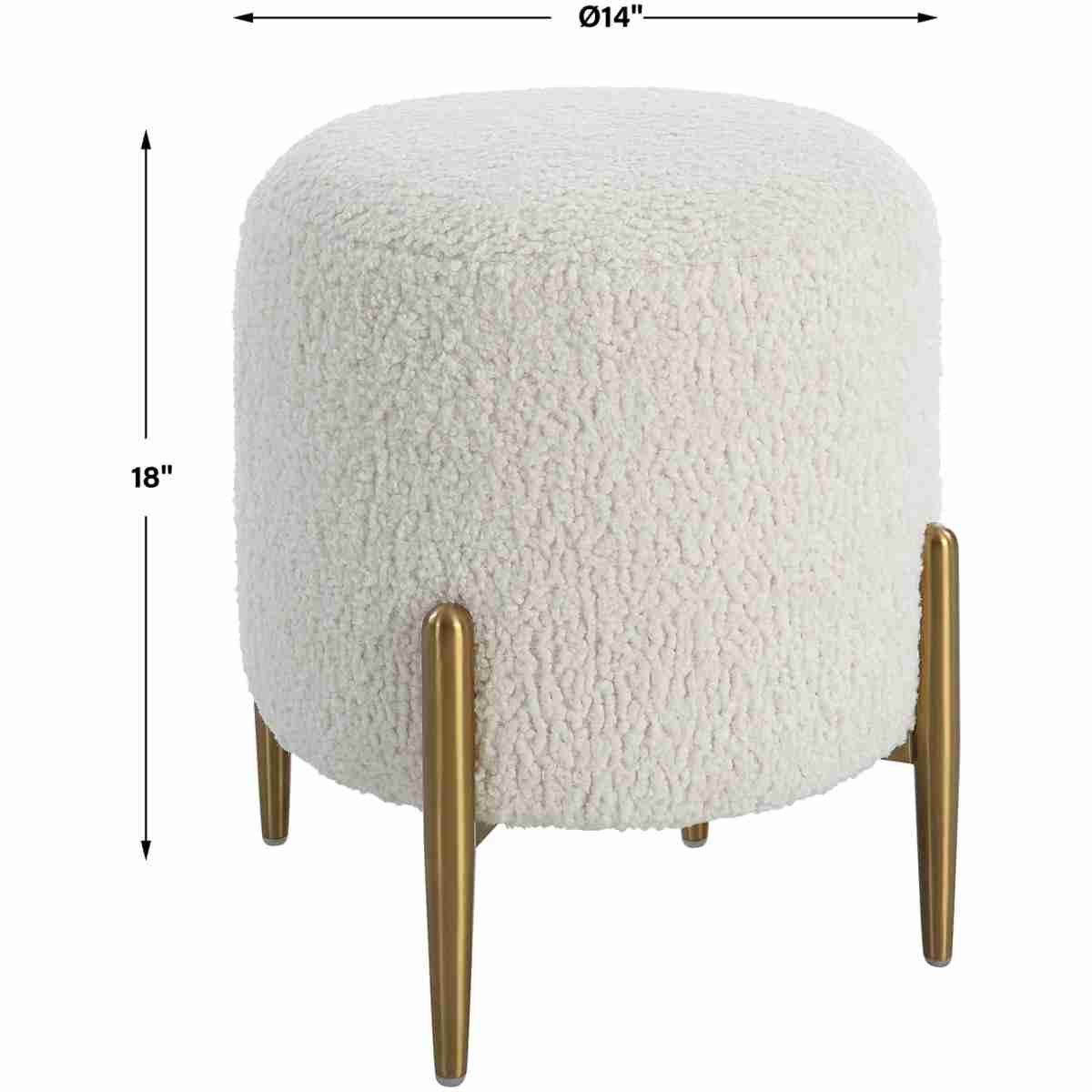 Arles White Shearling Brass Ottoman