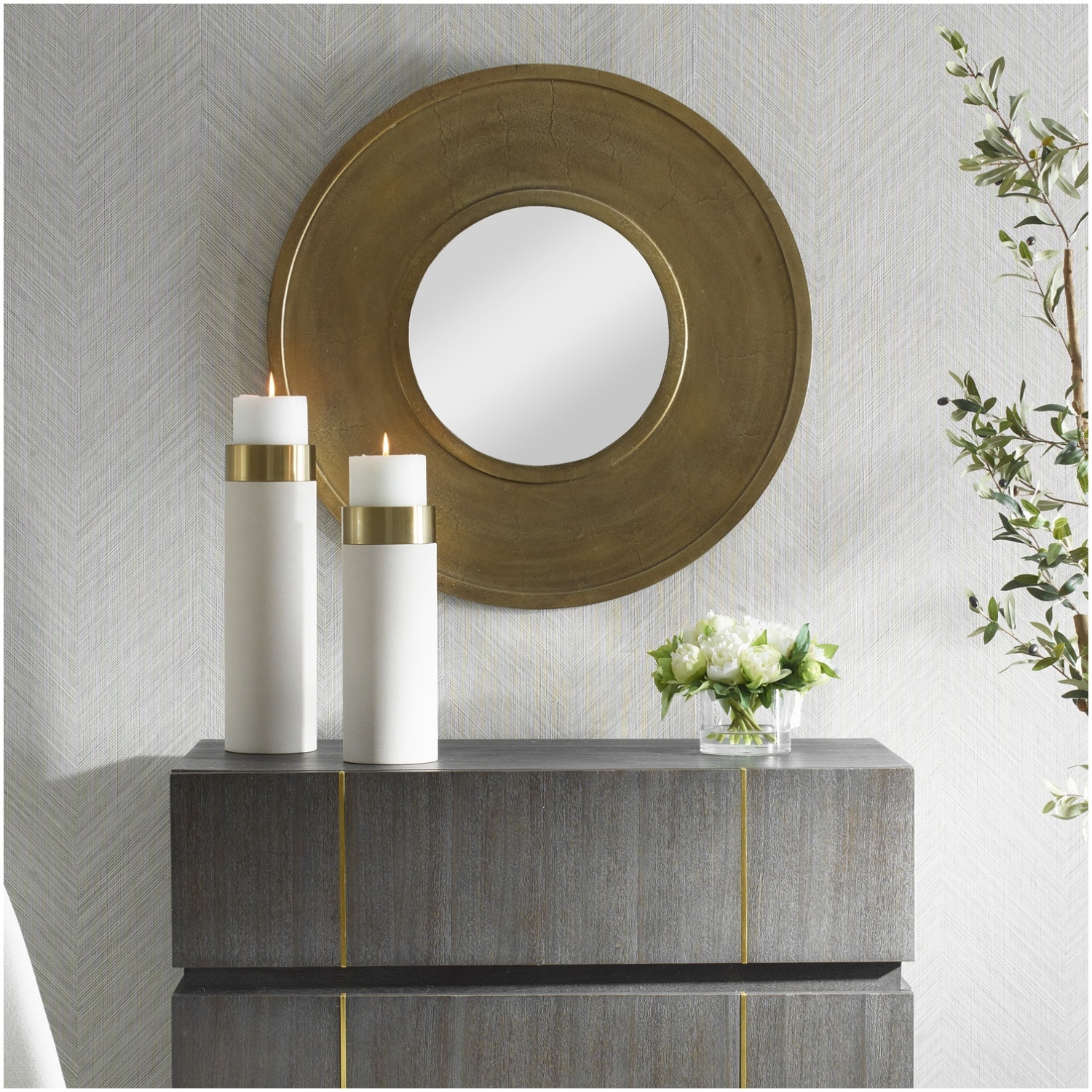 Uttermost Axel Round Brass Mirror