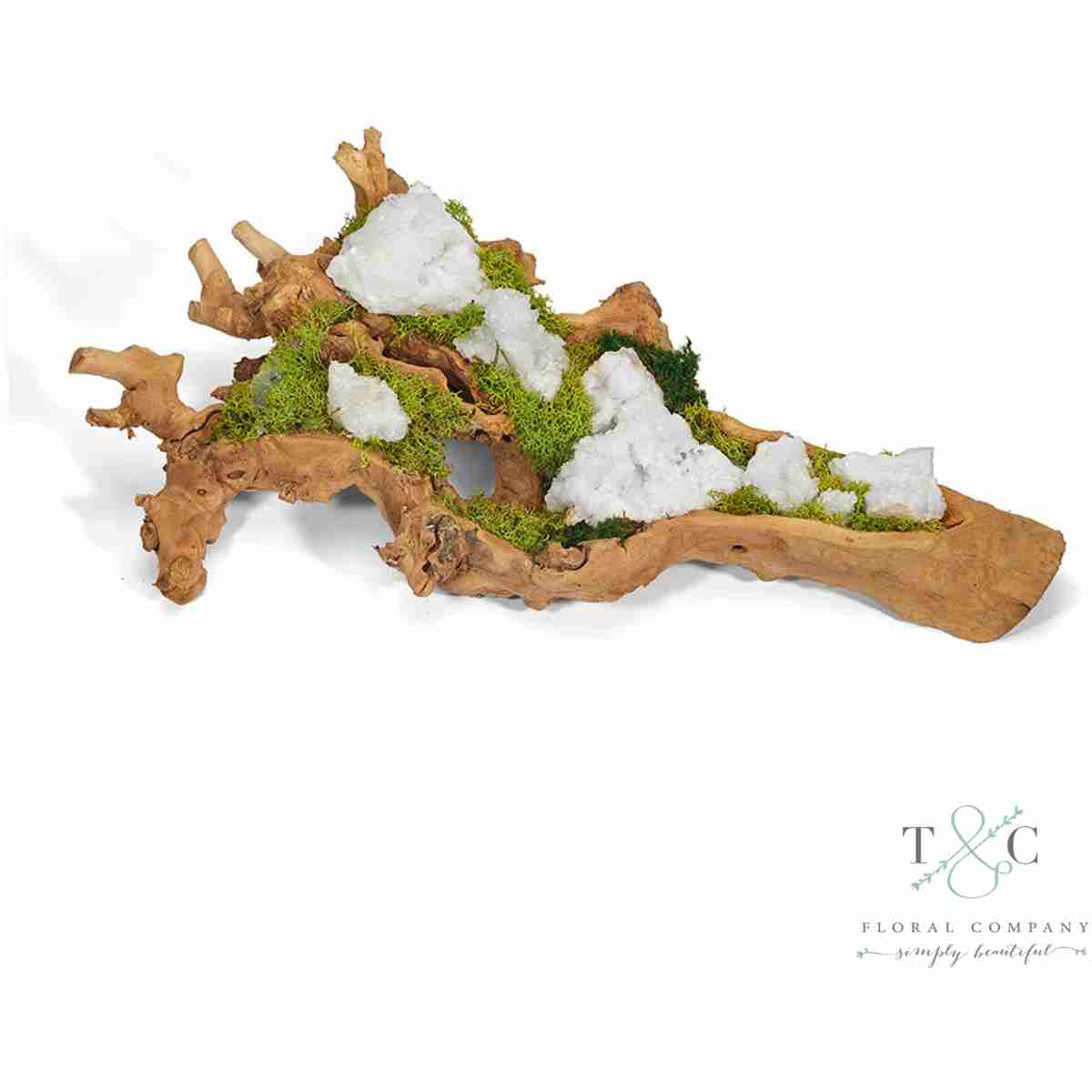 Baby Wood Log Filled With Moroccan Geode - 4L X 5W X 18H Floral Arrangement