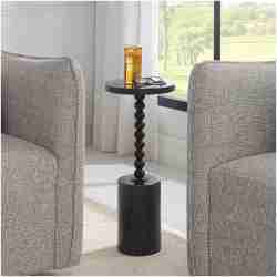 Uttermost Bead Black Marble Drink Table