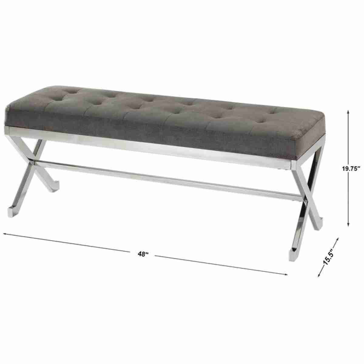 Bijou Gray Fabric Bench