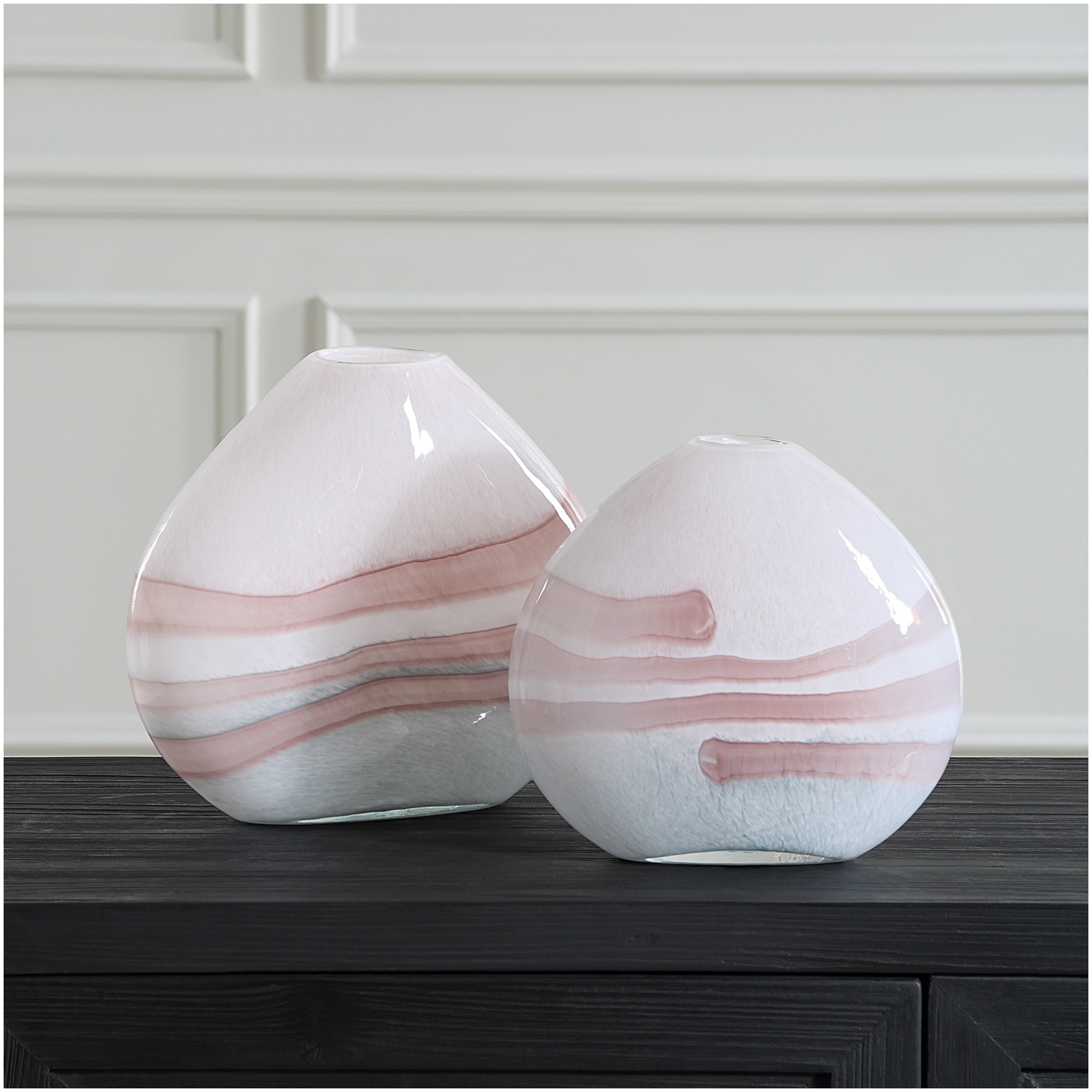 Blush Swirl Glass Vases