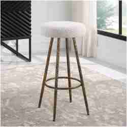 Uttermost Braven White Fabric Counter Stool