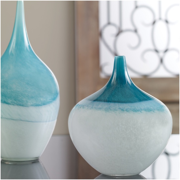 Carla Teal White Vases