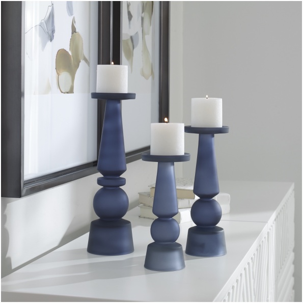 Uttermost Cassiopeia Blue Glass Candleholders