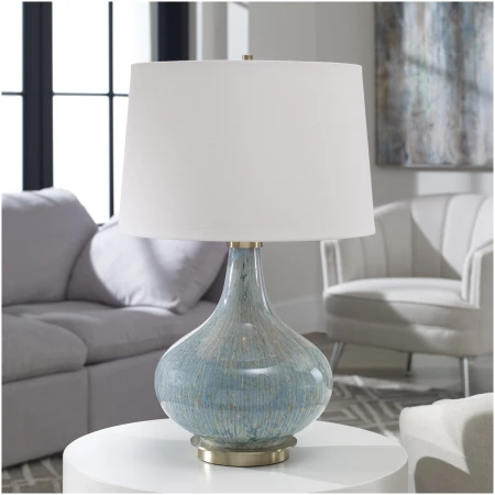 Uttermost Celinda Blue Gray Glass Lamp