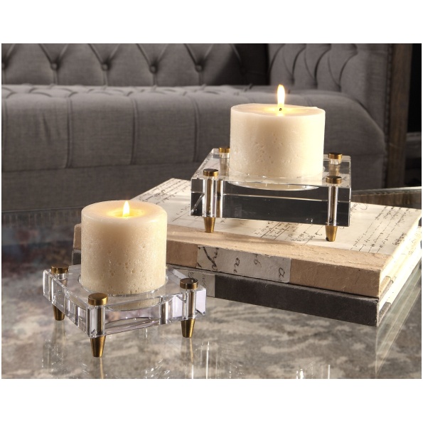 Claire Crystal Block Candleholders