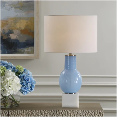 Uttermost Clear Sky Blue Glass Table Lamp