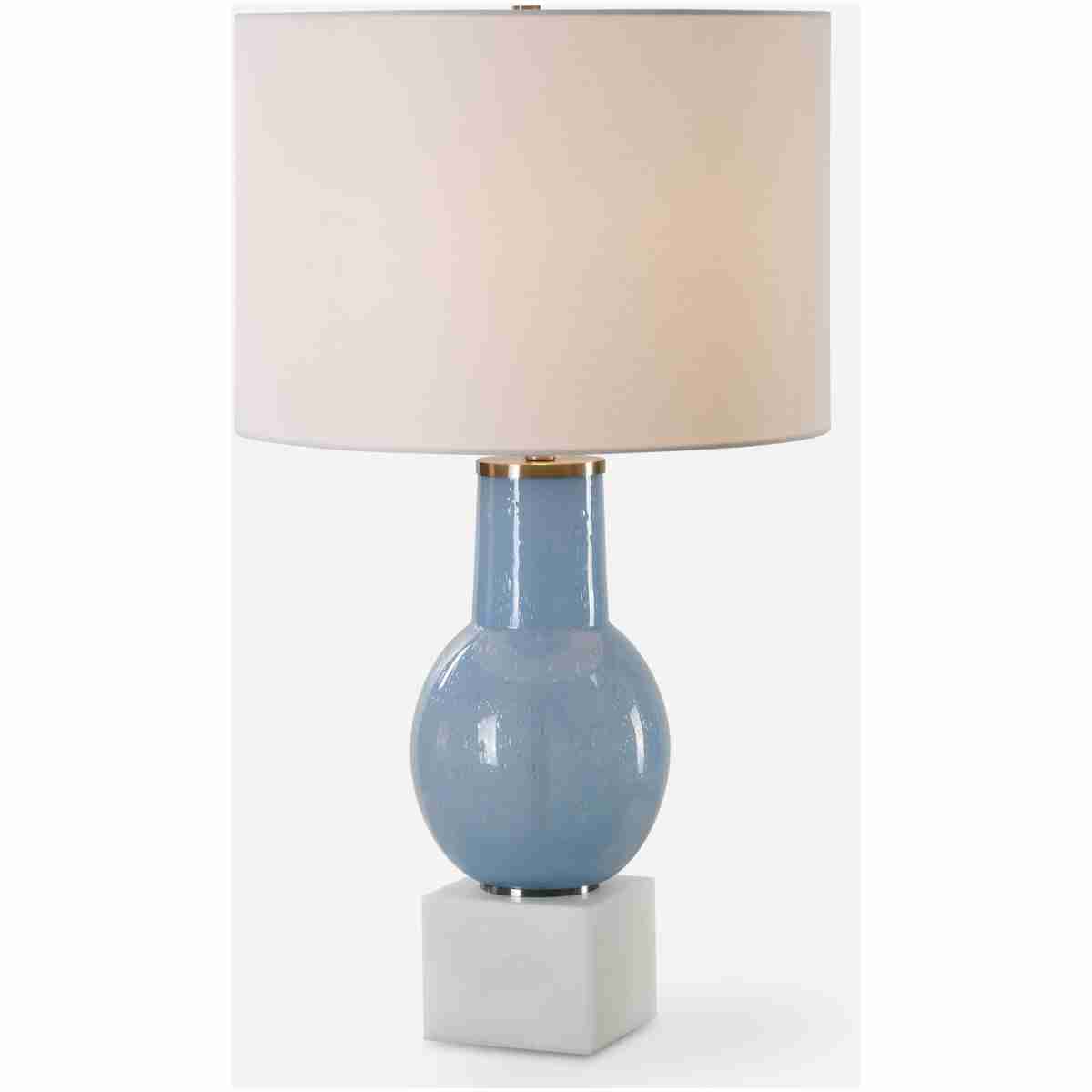 Clear Sky-Blue Glass Table Lamp