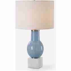 Clear Sky-Blue Glass Table Lamp