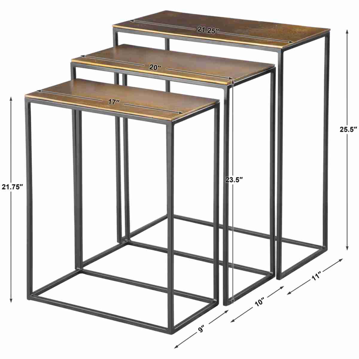 Coreene Gold Nesting Tables Set/3