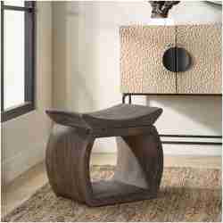 Uttermost Connor Walnut Accent Stool