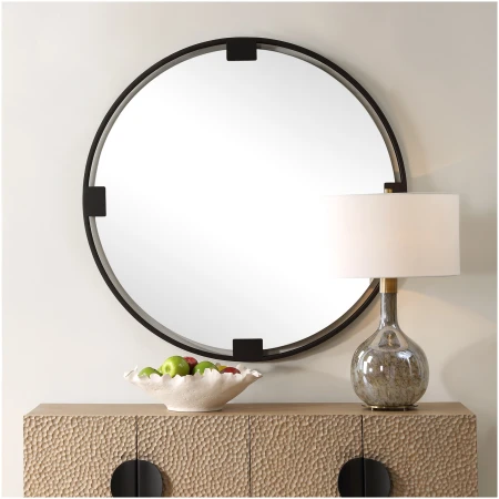 Uttermost Cornelia Black Round Mirror