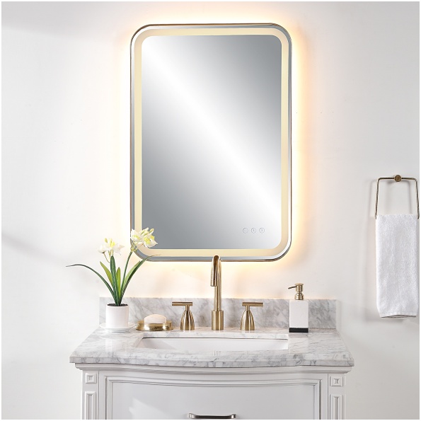 Uttermost Crofton Lighted Brass Vanity Mirror