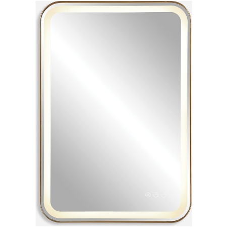 Crofton-Lighted Brass Vanity Mirror