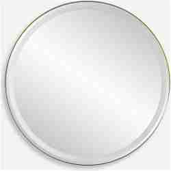 Crofton-Lighted Brass Round Mirror