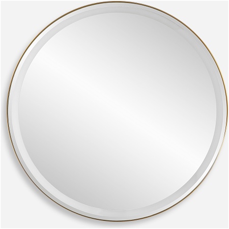 Crofton-Lighted Brass Round Mirror