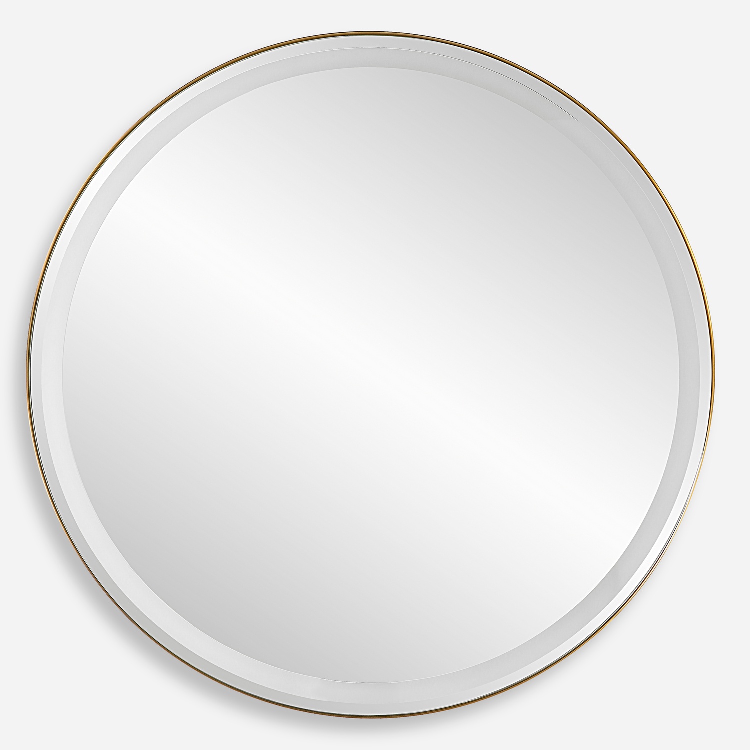 Crofton-Lighted Brass Round Mirror