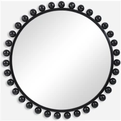 Cyra-Black Round Mirror