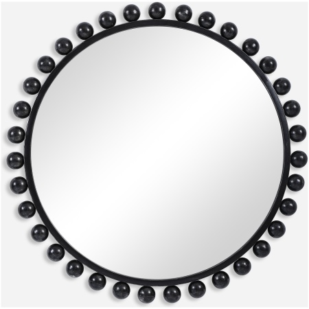 Cyra-Black Round Mirror
