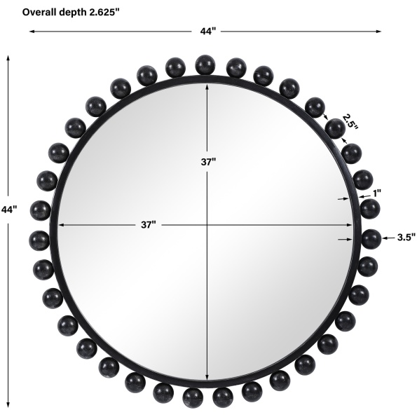 Cyra Black Round Mirror