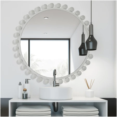 Uttermost Cyra White Round Mirror