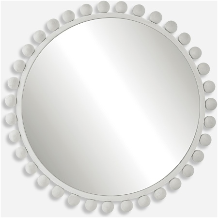 Cyra-White Round Mirror