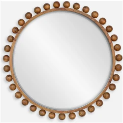 Cyra-Beaded Round Mirror