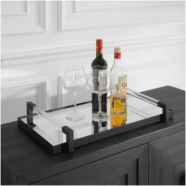 Uttermost Deki Black Mirrored Tray