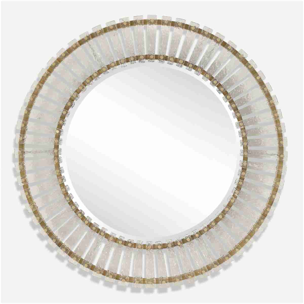 Denali Textured Glass Round Mirror - Mirrors - Textured Glass Round Mirror