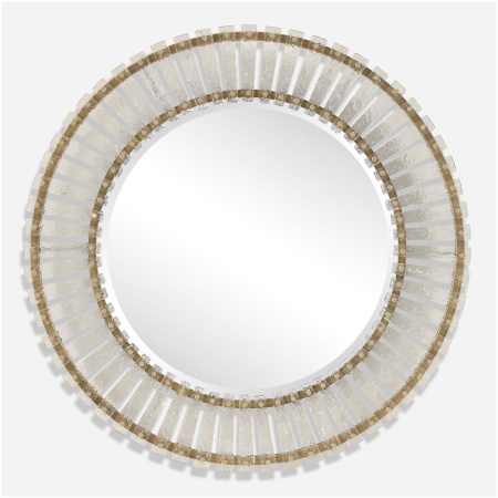 Denali-Textured Glass Round Mirror