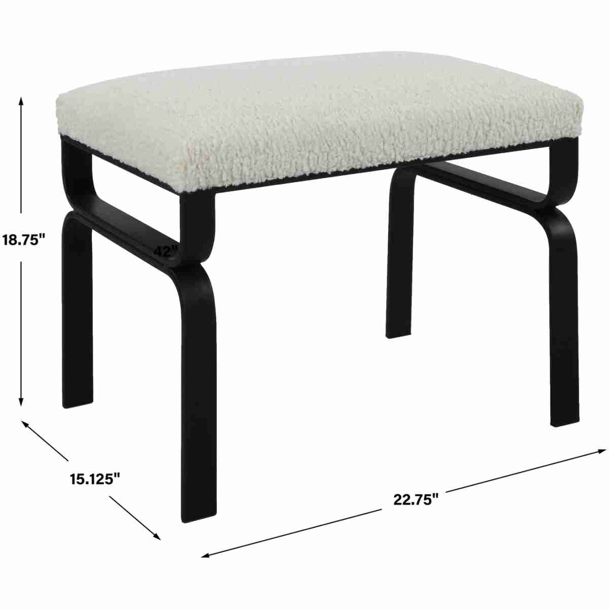 Diverge White Shearling Small Bench