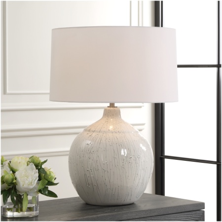 Uttermost Dribble White Glaze Table Lamp