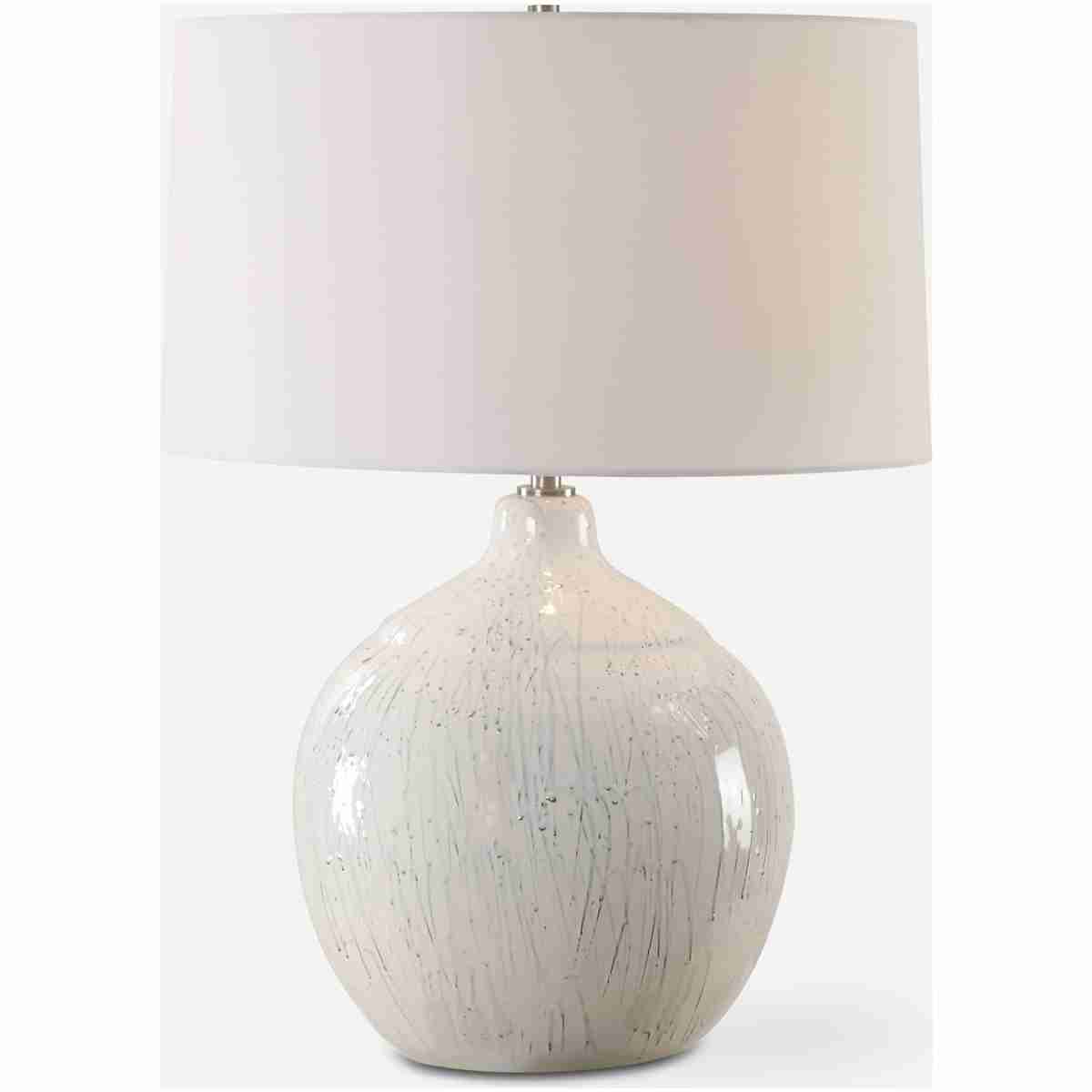 Dribble-White Glaze Table Lamp