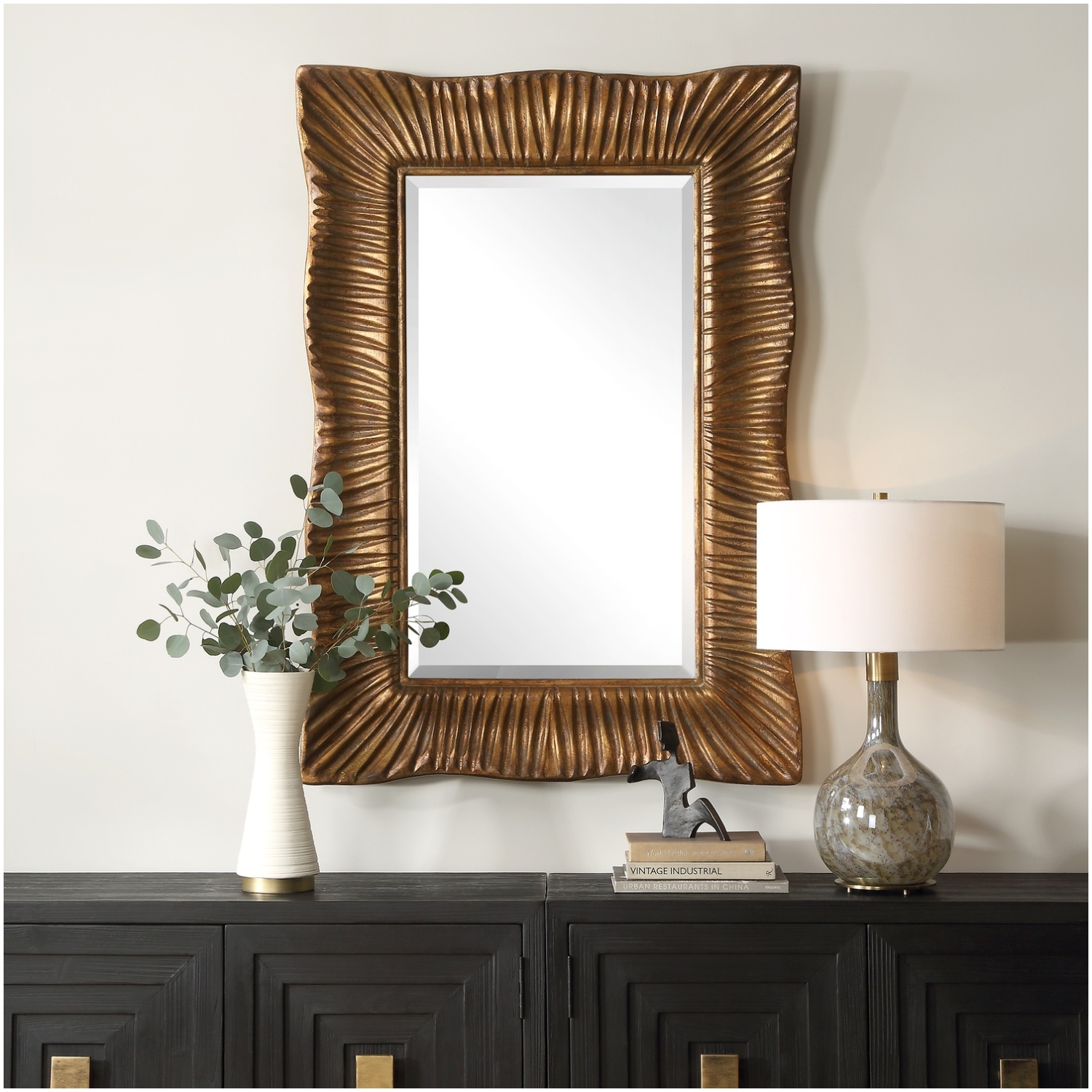 Uttermost Emerson Scalloped Antique Gold Mirror